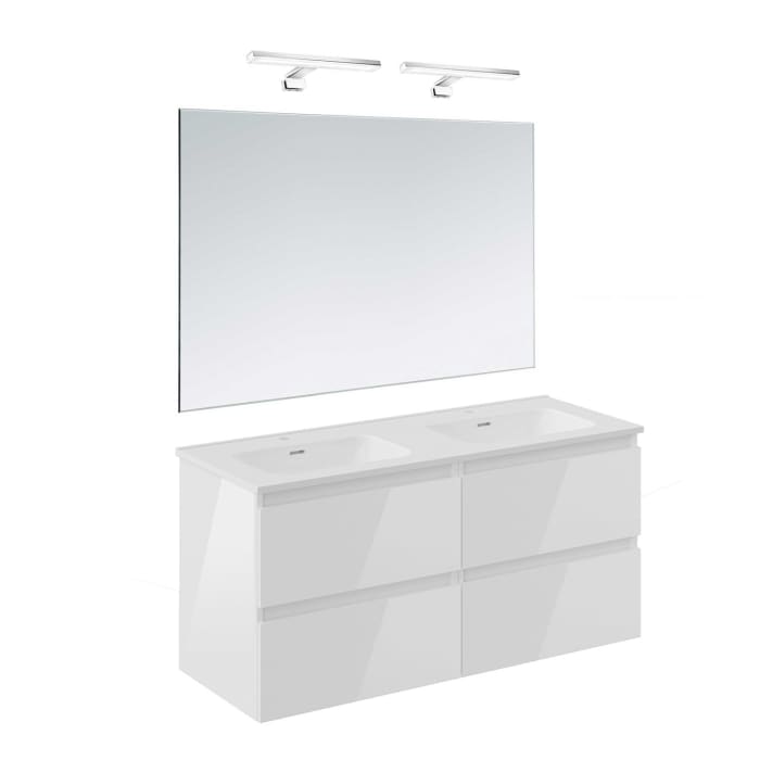 COSMIC B-Best Badmöbel Set 120 cm mit Spiegel und Wandleuchte