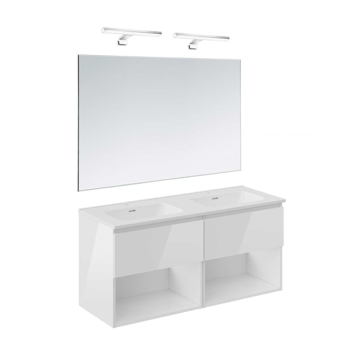 COSMIC B-Best Badmöbel Set 120 cm mit Spiegel und Wandleuchte