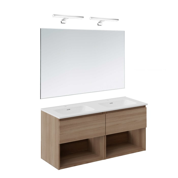 COSMIC B-Best Badmöbel Set 120 cm mit Spiegel und Wandleuchte