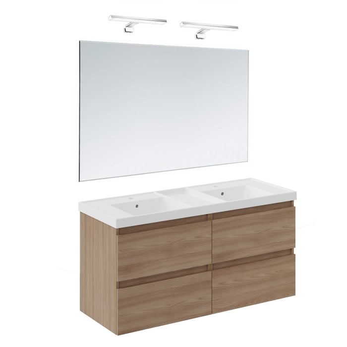 COSMIC B-Best Badmöbel Set 120 cm mit Spiegel und Wandleuchte