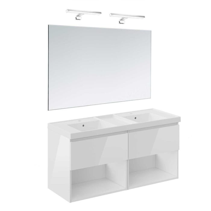 COSMIC B-Best Badmöbel Set 120 cm mit Spiegel und Wandleuchte