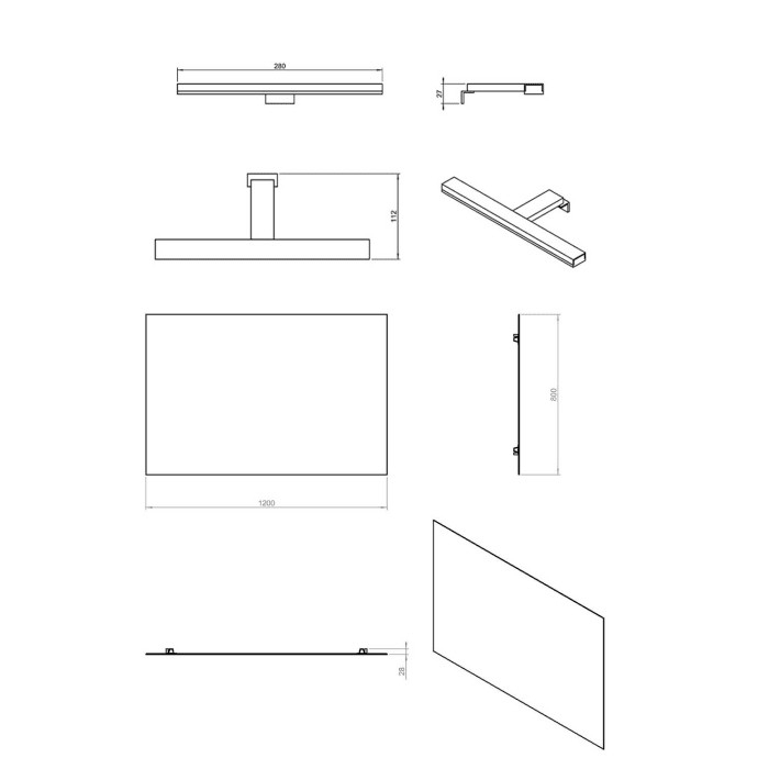 COSMIC B-Best Badmöbel Set 120 cm mit Spiegel und Wandleuchte