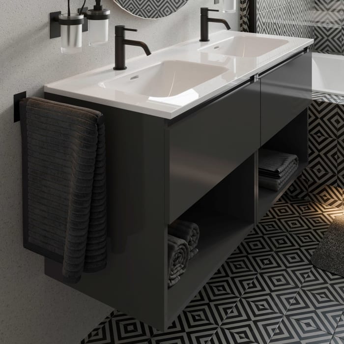 COSMIC B-Best Badmöbel Set 120 cm mit Spiegel und Wandleuchte