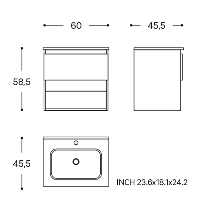 COSMIC B-Best Badmöbel Set 60 cm mit Spiegel und Wandleuchte