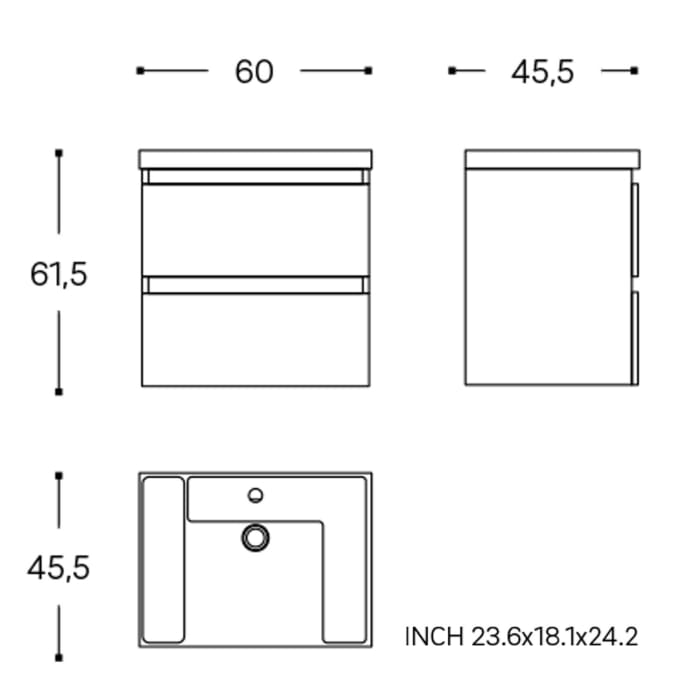 COSMIC B-Best Badmöbel Set 60 cm mit Spiegel und Wandleuchte