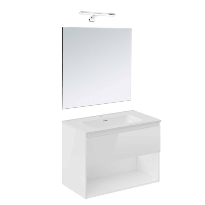 COSMIC B-Best Badmöbel Set 80 cm mit Spiegel und Wandleuchte