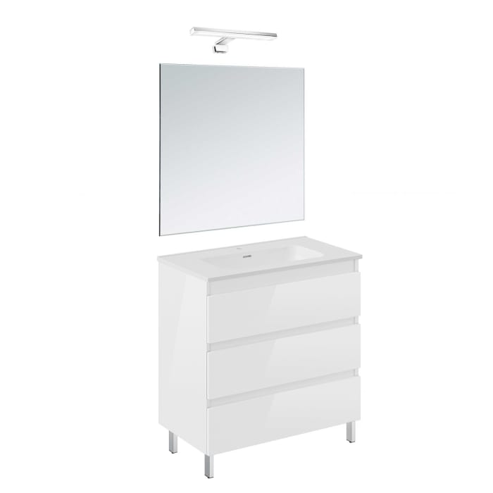 COSMIC B-Best Badmöbel Set 80 cm mit Spiegel und Wandleuchte