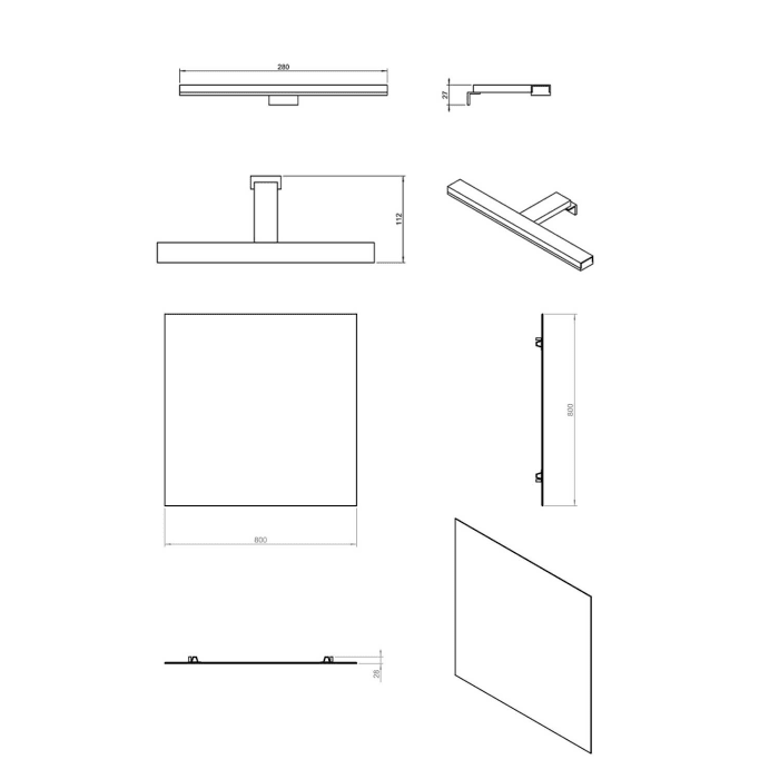 COSMIC B-Best Badmöbel Set 80 cm mit Spiegel und Wandleuchte