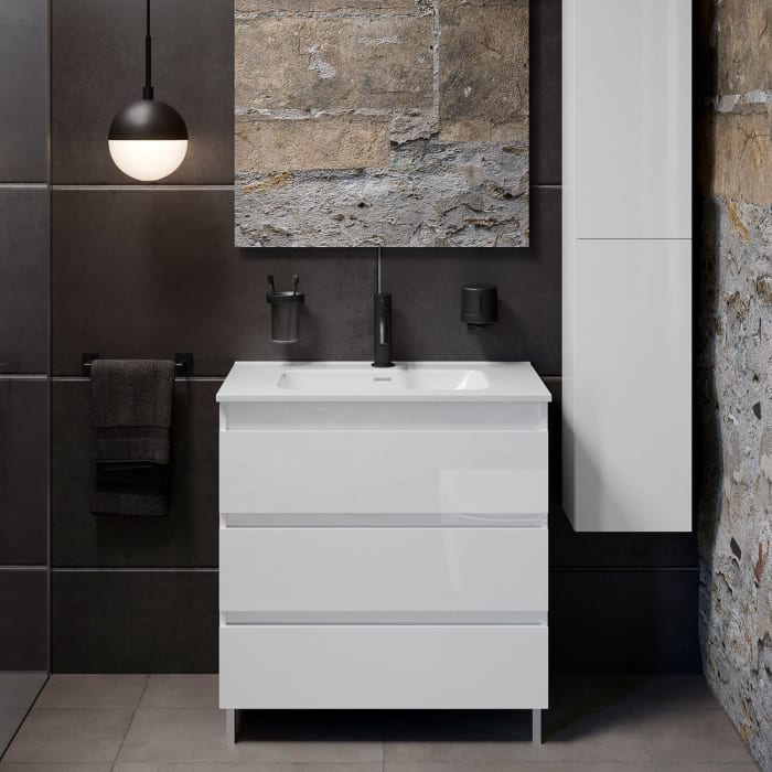 COSMIC B-Best Badmöbel Set 80 cm mit Spiegel und Wandleuchte