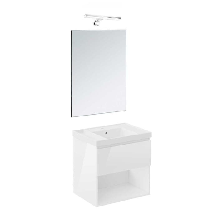 COSMIC B-Best Badmöbel Set 60 cm mit Spiegel und Wandleuchte