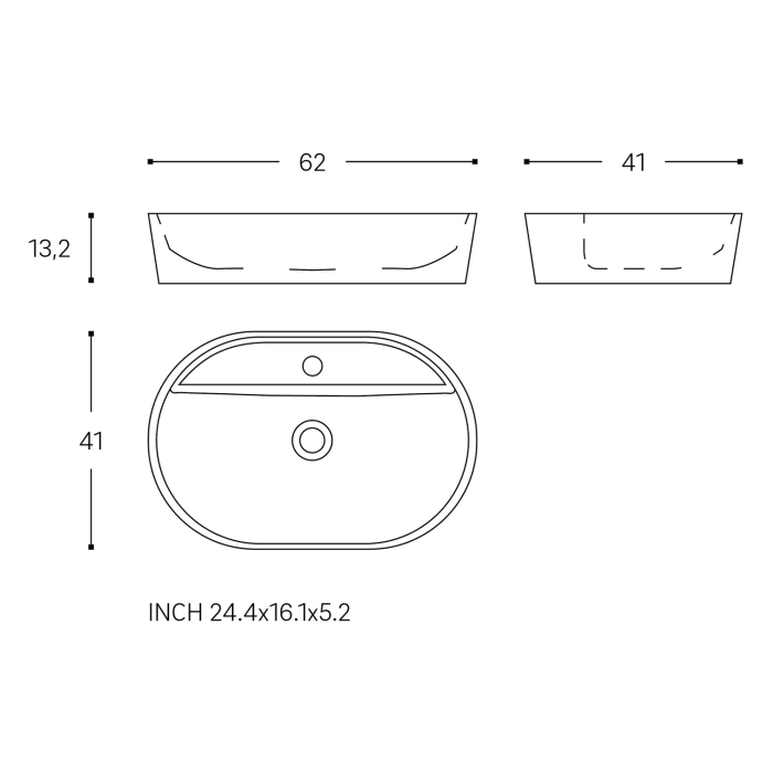 COSMIC Wish Auflagewaschbecken 62 cm