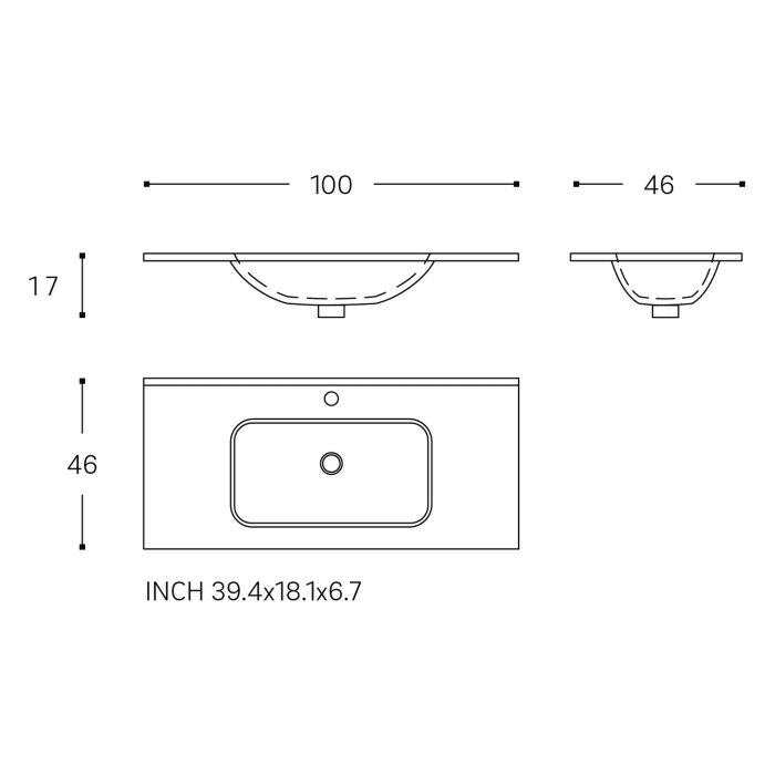 COSMIC Wish Einbauwaschbecken 100 cm