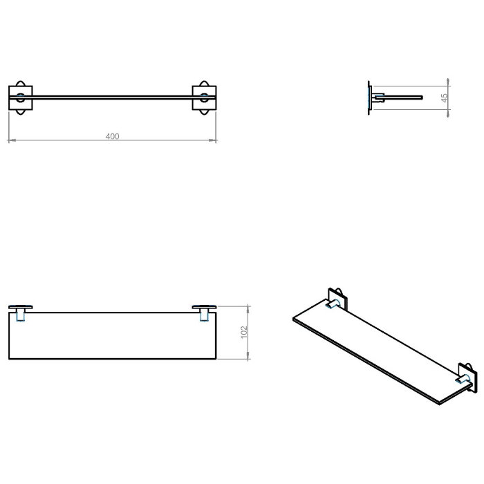 COSMIC Stick Glasablage 40 cm