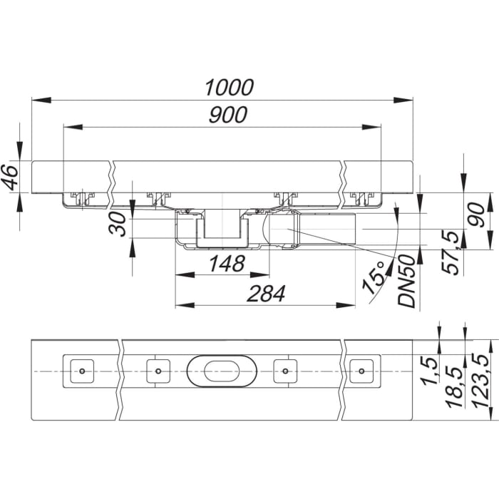 Dallmer CeraLine PLAN W Duschrinne 90 cm, DN 50