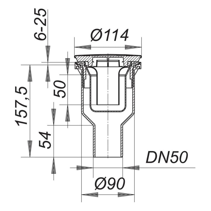 Dallmer ORIO V Duschwannenablauf senkrecht, DN 50