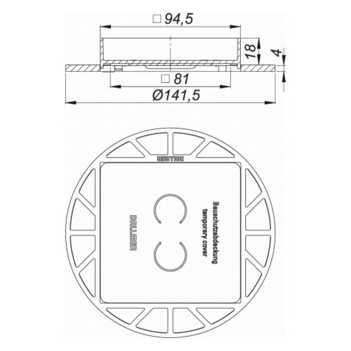 Dallmer Aufsatz DallDrain Individual Naturstein 10 x 10 cm