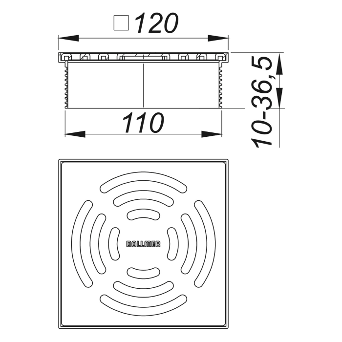 Dallmer Aufsatz DallDrain Pure 12 x 12 cm