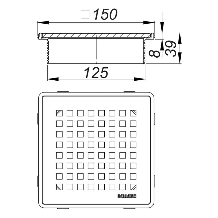 Dallmer Aufsatz DallDrain Select Quadra 15 x 15 cm