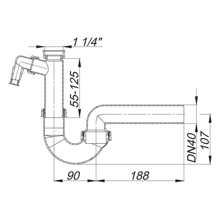 Dallmer Röhren-Siphon 100/1, 1 1/4
