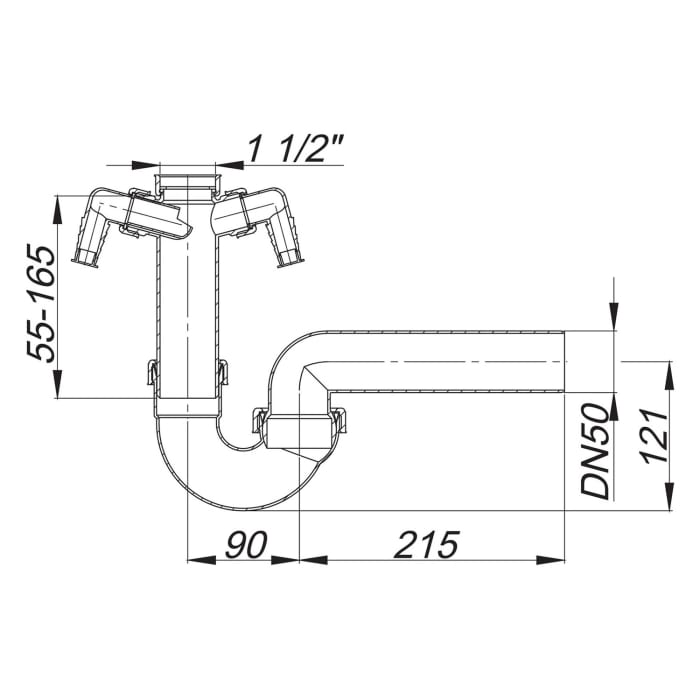 Dallmer Röhren-Siphon 100/2, 1 1/2