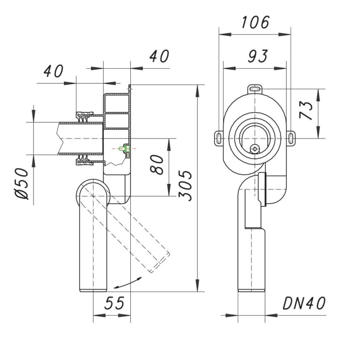 Dallmer Urinal-Absaug-Siphon HL 430, DN 40