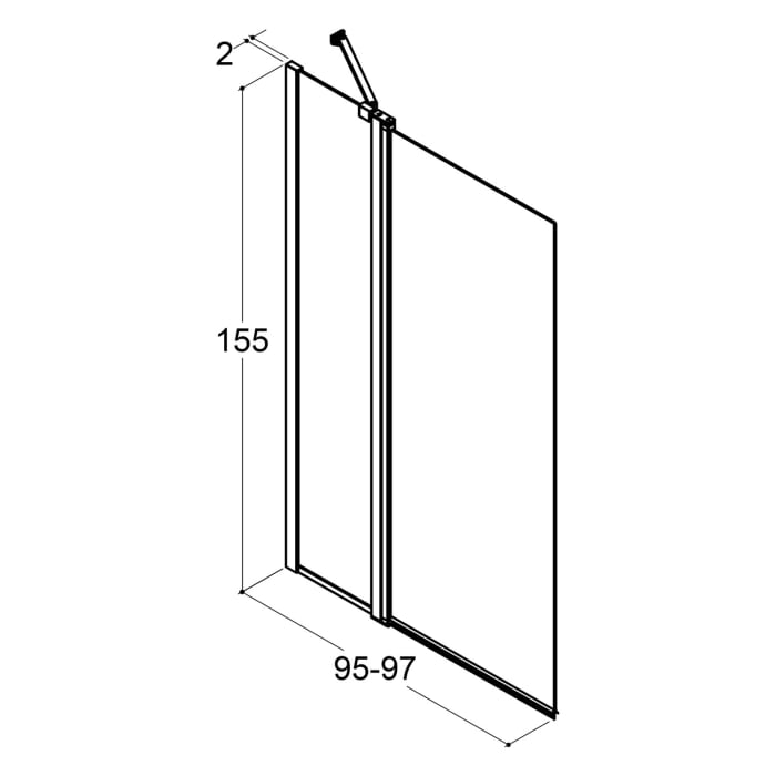 Dansani Match Badewannendrehtür mit Festteil 97 x 155 mit Klarglas