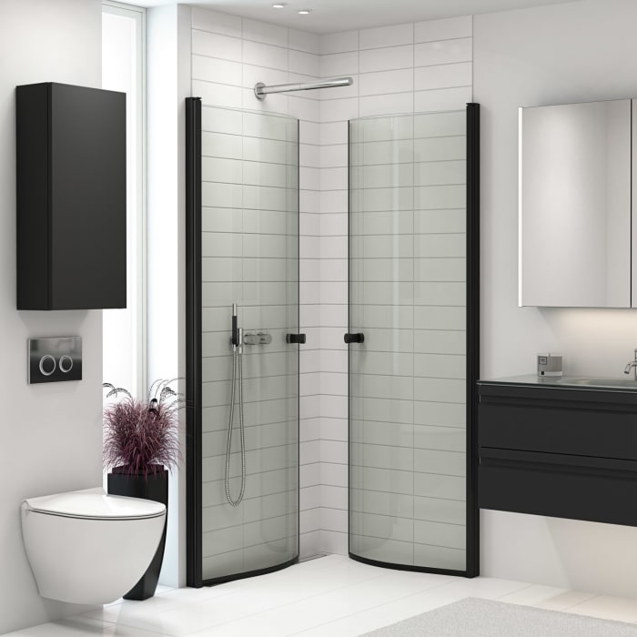 Dansani Match halbrunde Drehtür 74 x 200 cm mit Klarglas