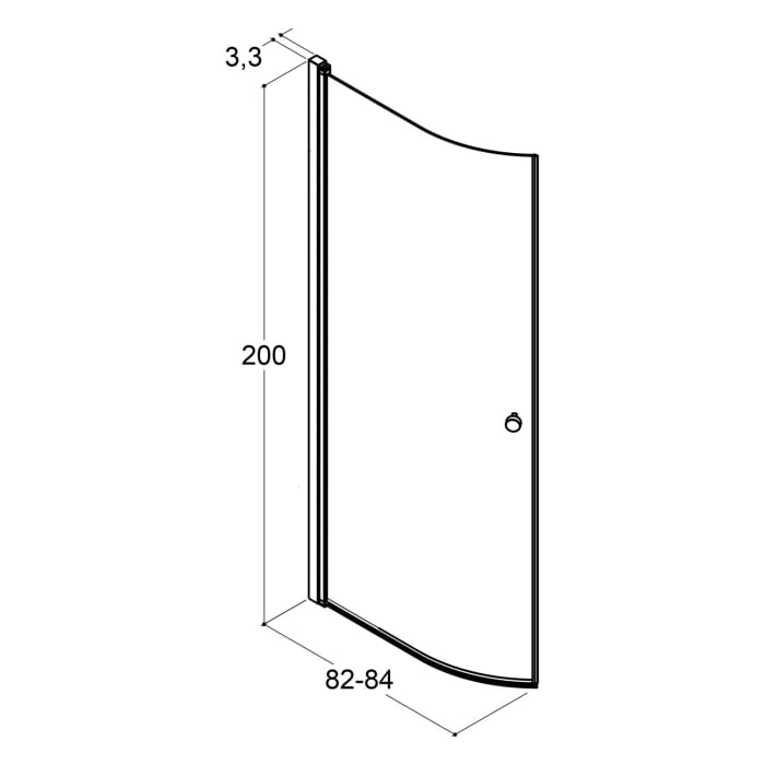 Dansani Match halbrunde Drehtür 84 x 200 cm mit Klarglas