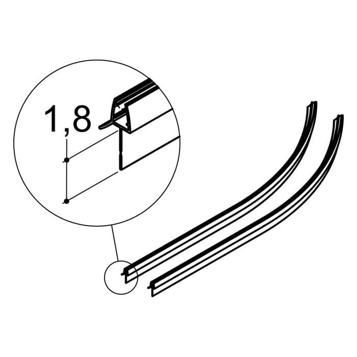 Dansani Match Standard-Dichtleiste für halbrunde Tür Modell E