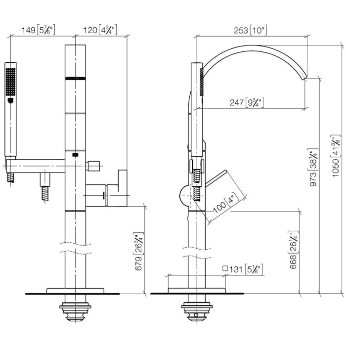 Dornbracht CYO Wannen-Einhandbatterie für freistehende Montage