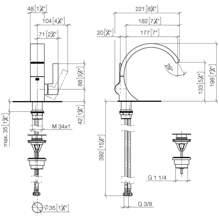 Dornbracht CYO Waschtisch-Einhandbatterie mit Ablaufgarnitur