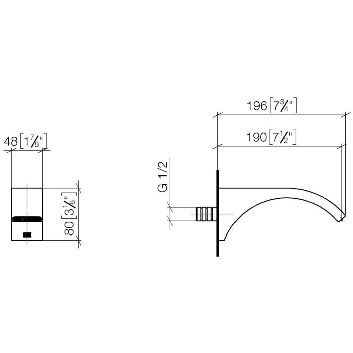 Dornbracht CYO Waschtisch-Wand-Auslauf ohne Ablaufgarnitur, Ausladung 19 cm
