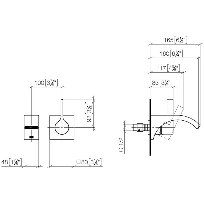 Dornbracht CYO Waschtisch-Wand-Einhandbatterie, Ausladung 16 cm