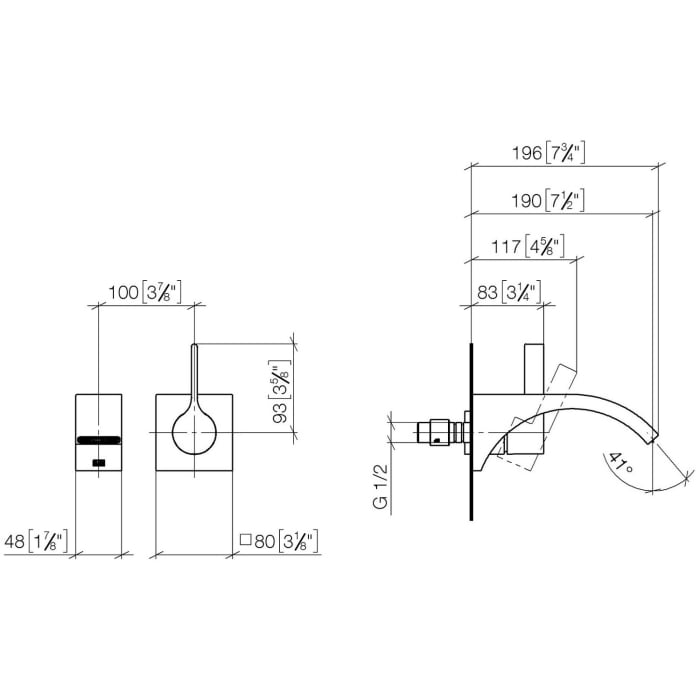 Dornbracht CYO Waschtisch-Wand-Einhandbatterie, Ausladung 19 cm