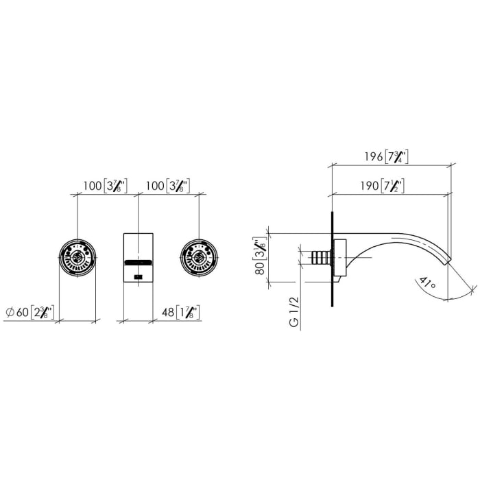 Dornbracht CYO Waschtisch-Wandbatterie, Ausladung 19 cm