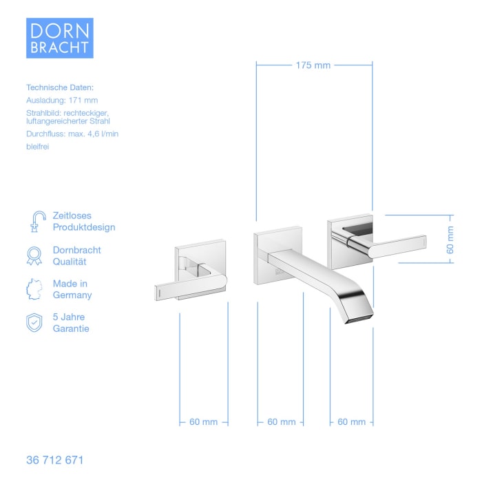 Dornbracht IMO Waschtisch Wandbatterie ohne Ablaufgarnitur