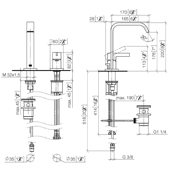 Dornbracht IMO Waschtisch-Zweilochbatterie mit Ablaufgarnitur