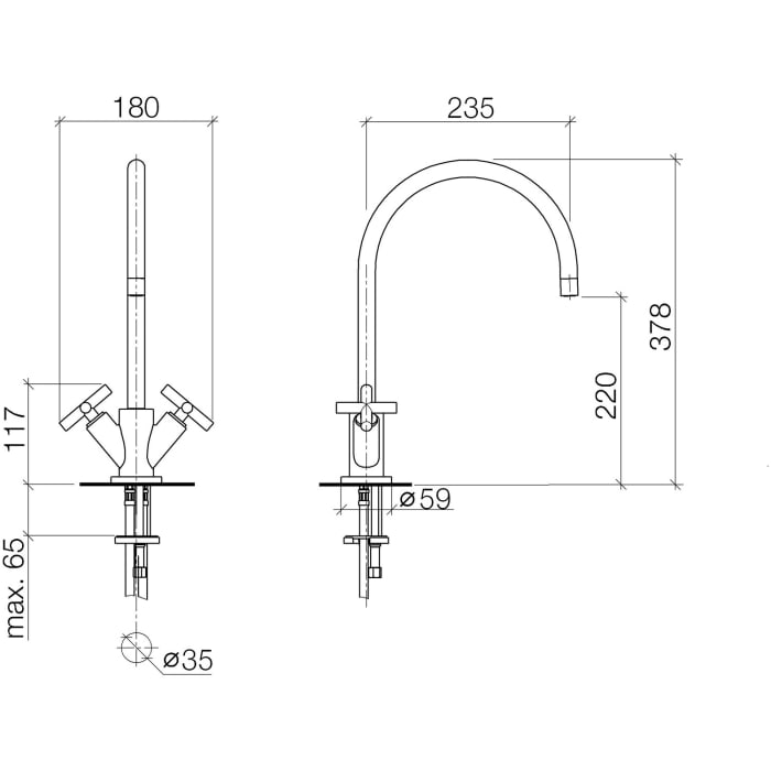 Dornbracht Tara. Spültisch-Einlochbatterie