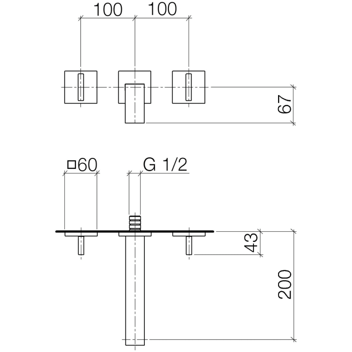 Dornbracht MEM Waschtisch-Wandbatterie mit Einzelrosetten Ausladung 20 cm
