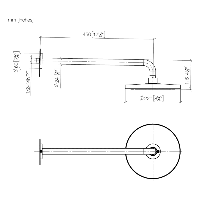 Dornbracht Regenbrause Ø 22 cm mit Wandanbindung