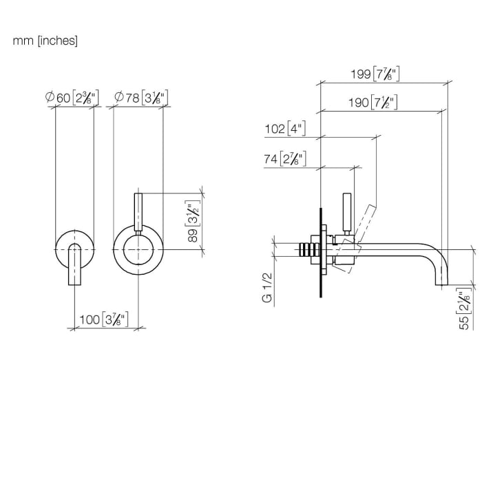 Dornbracht Meta Waschtisch-Wand-Einhandbatterie mit Einzelrosetten