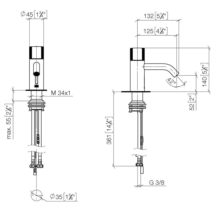 Dornbracht Meta Waschtischarmatur mit Infrarot-Sensorik, Batteriebetrieb