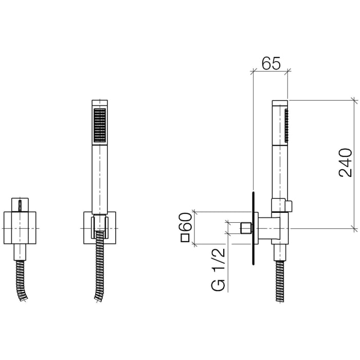 Dornbracht Symetrics Schlauchbrausegarnitur mit Einzelrosetten und Ventil