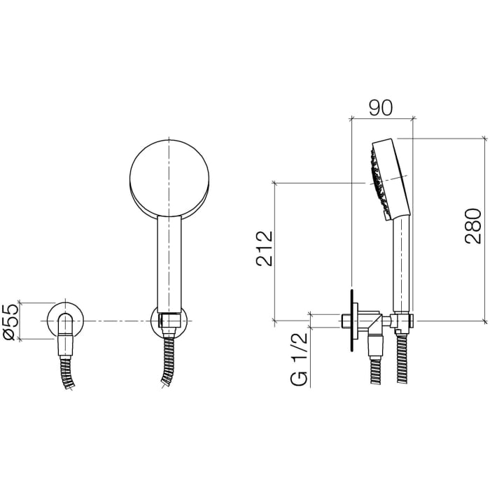 Dornbracht TARA Schlauchbrausegarnitur mit Einzelrosetten