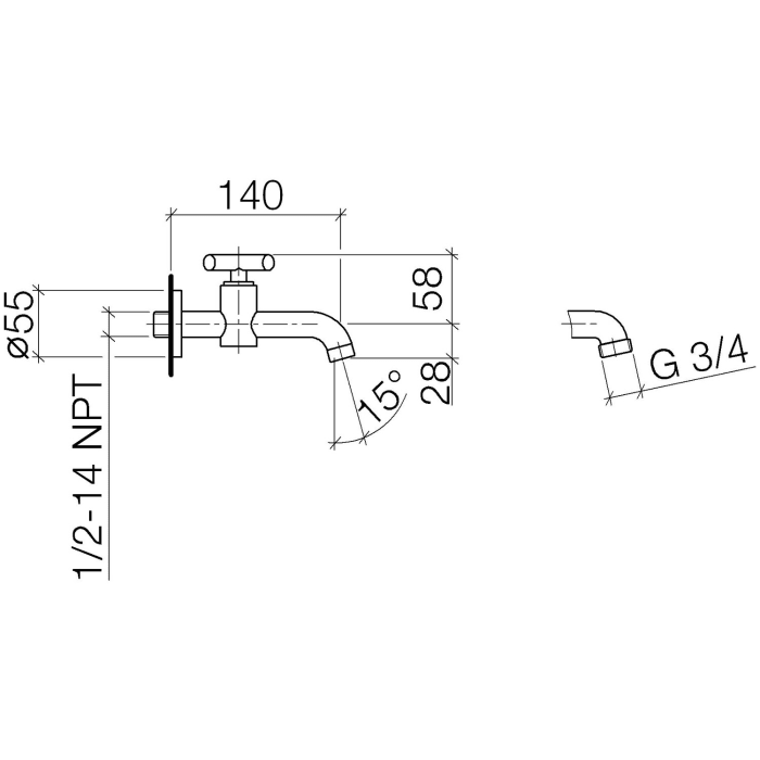 Dornbracht TARA Auslaufventil für Wandmontage
