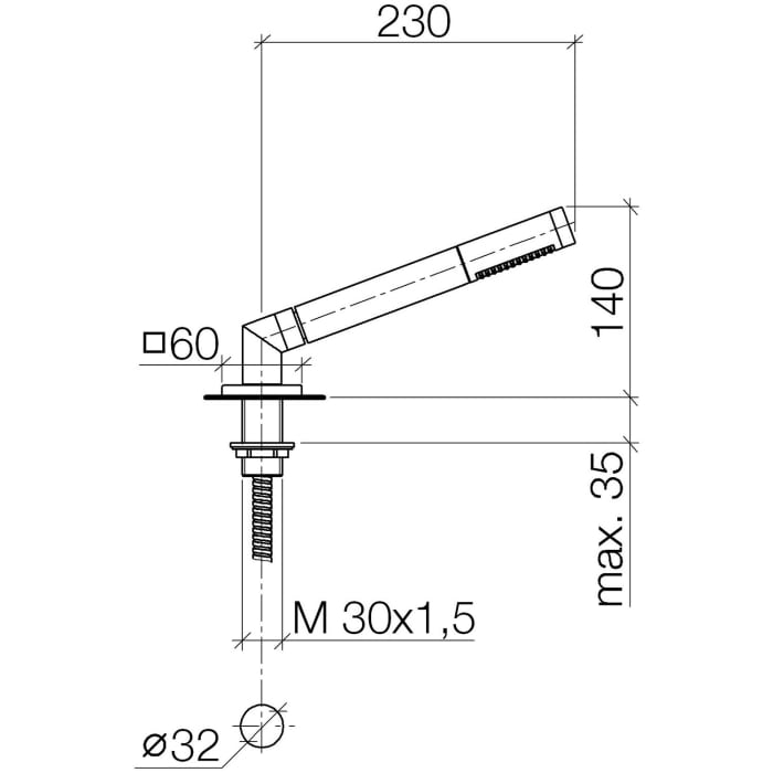 Dornbracht Schlauchbrausegarnitur für Wannenrandmontage