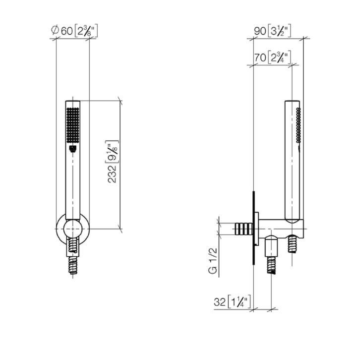 Dornbracht TARA Schlauchbrausegarnitur mit integriertem Brausehalter