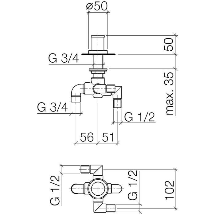 Dornbracht Zweiwegeumstellung für Wannenrandmontage