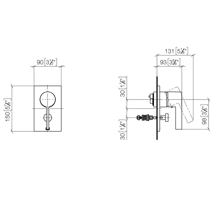 Dornbracht UP-Einhandbatterie mit Umstellung