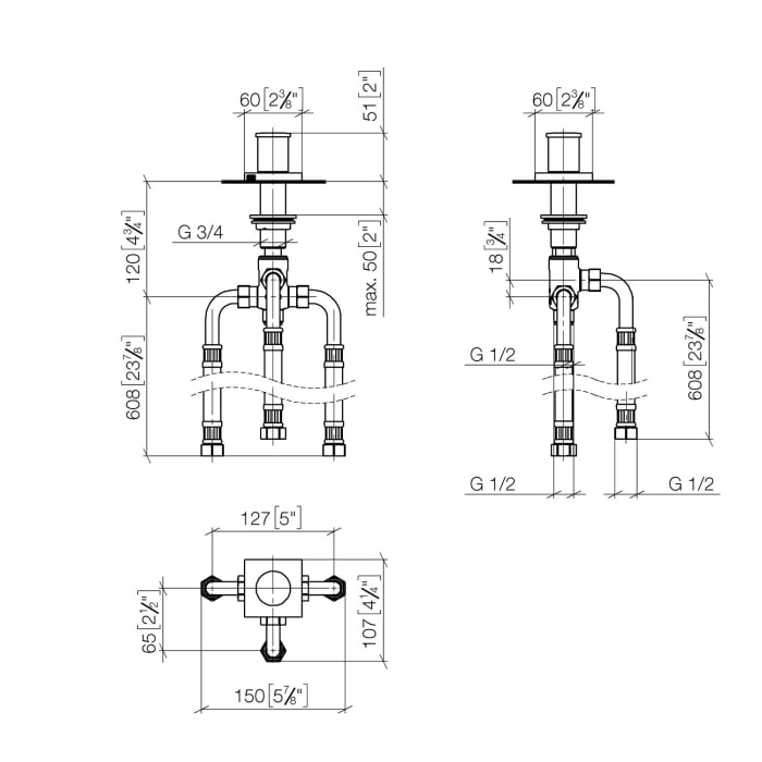 Dornbracht Zweiwegeumstellung für Wannenrand-/ Fliesenrandmontage